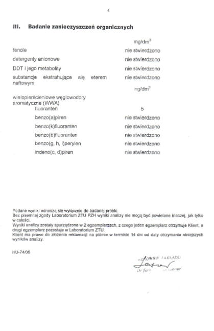 Ocena i kwalifikacja rodzajowa wody rodloywiec PZH