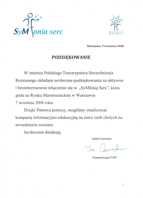 Podzikowanie Symfonia Serc