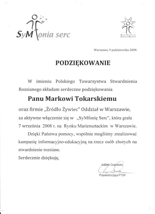 Podzikowanie Symfonia Serc