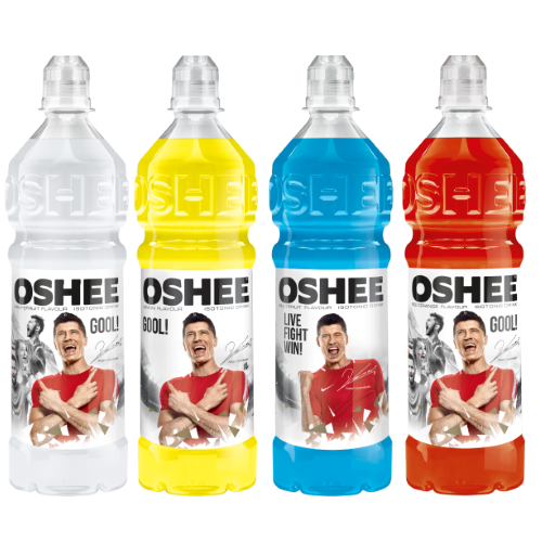 OSHEE Isotonic Drink napój niegazowany 750 ml smak cytrynowy, graperuitowy, wiloowocowy, czerwona pomaracza